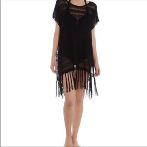 Polo Ralph Lauren Black Crochet Fringe Cover Up Swim S